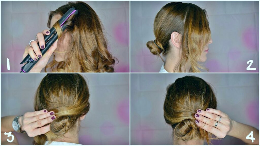 Long Bob Styles - 3 einfache Frisuren 3 long bob Knotenfrisur collage1