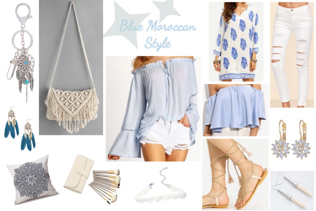 White Bow Love & Blue Moroccan Style I My SheIn Wishlist 3 collage blue moroccon style1